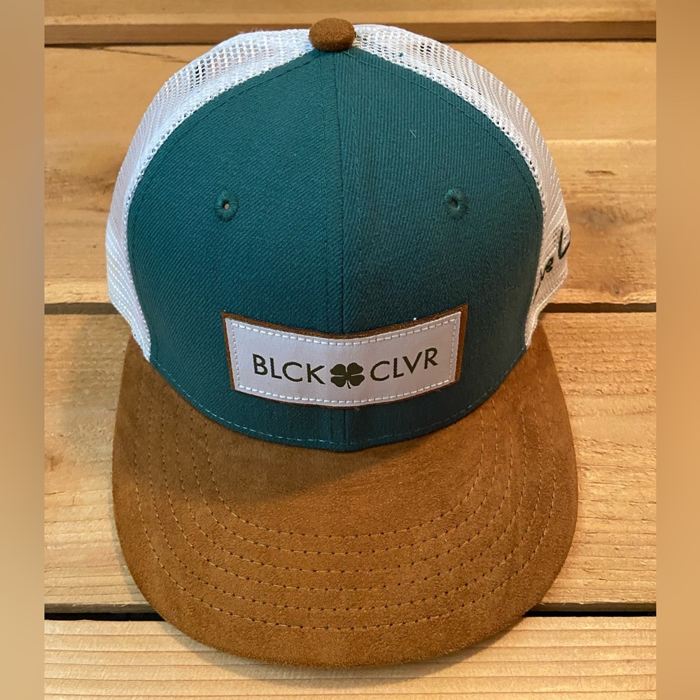 Black Clover Green and Brown Suede Live Lucky SnapBack Hat